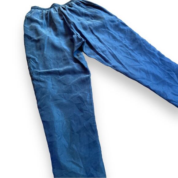 Womens Vintage 90s Beautex 100% Silk Blue Track Windbreaker Pants Size Medium - Picture 12 of 16